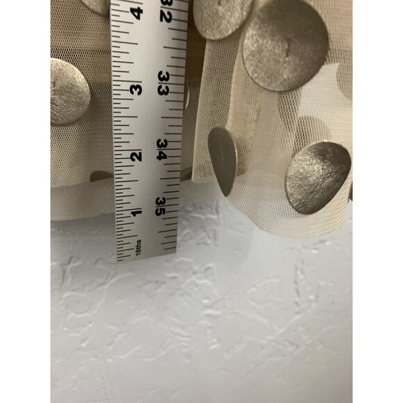 Eva Franco Dress Womens 8 Beige Gold Polka Dot Sleeveless Ruffle Sheath Made USA - Picture 5 of 7